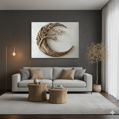 Moon Tree Wall Art – Nature Inspired Canvas for Modern Living Spaces