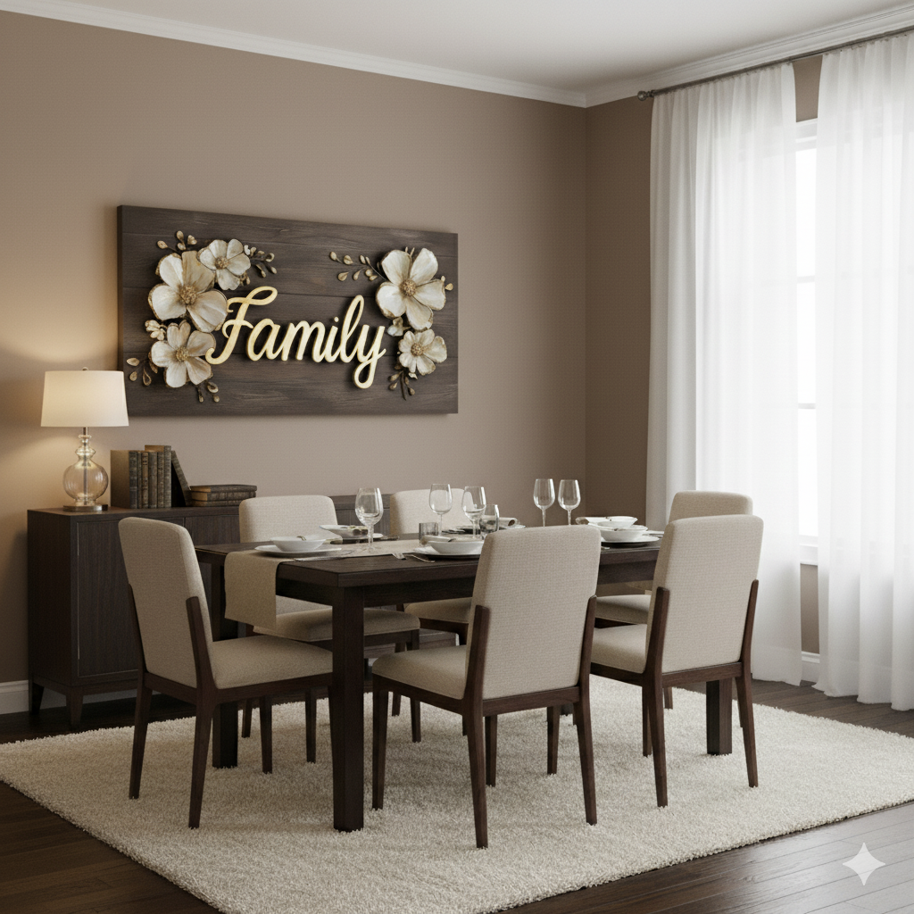 Rustic Family Canvas – Farmhouse Style Wall Decor with Floral Accents