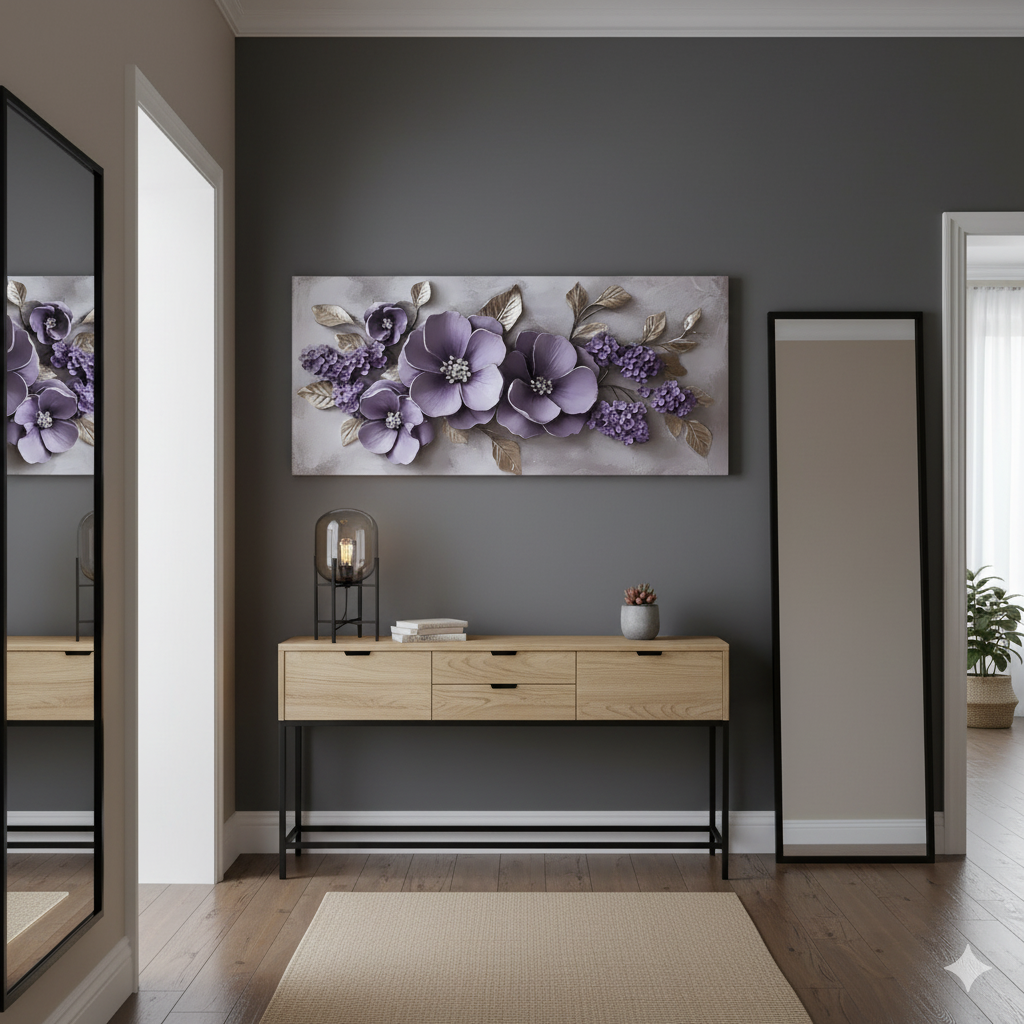 Modern Blossom Wall Art – Oversized Flower Canvas for Bedroom and Living Room Decor