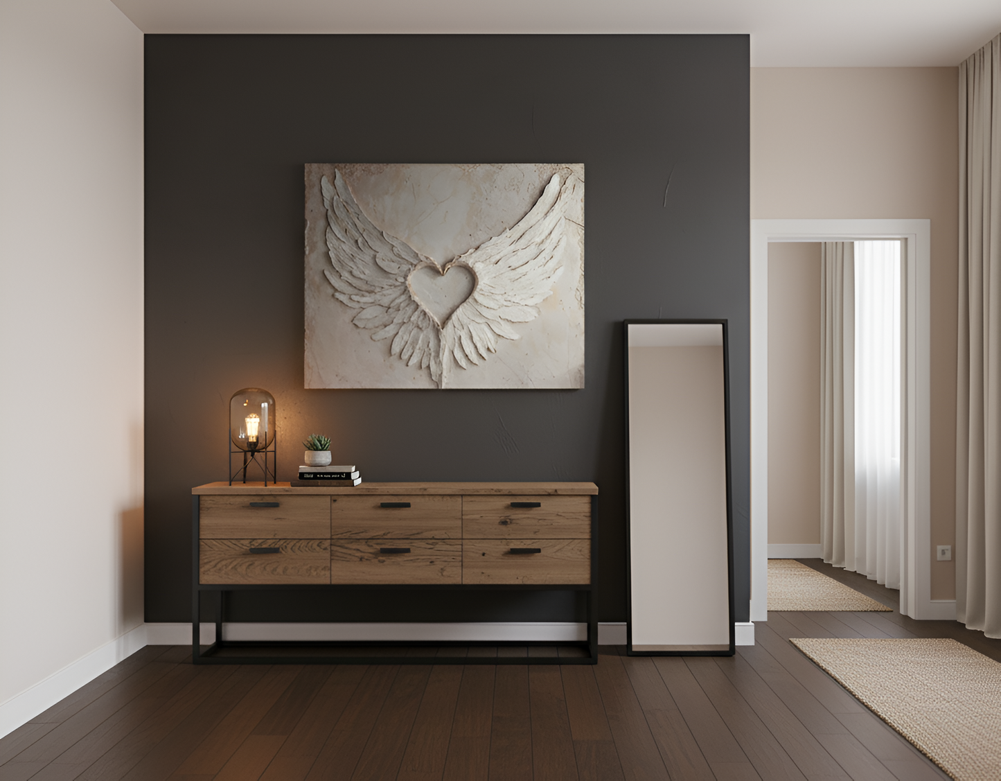 Angel Wings Wall Art – Heart Shaped Wing Design for Bedroom & Living Room Décor