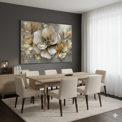 Luxury Floral Canvas – Oversized Blossom Wall Art for Living Room and Home Décor