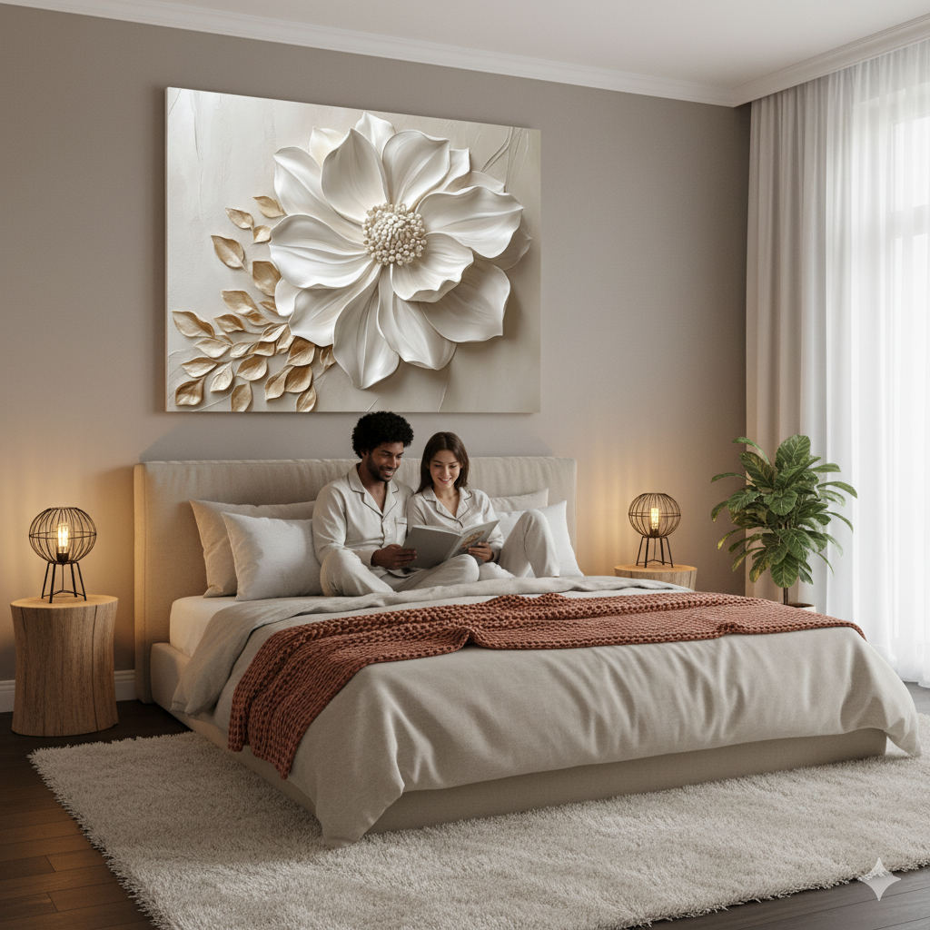 Elegant Flower Wall Art – Oversized Floral Canvas for Living Room and Home Decor