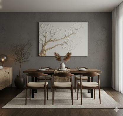 Neutral Bedroom Wall Art – Large 48X32 Branch Canvas for Above Bed Decor | Modern Minimalist Wall Art