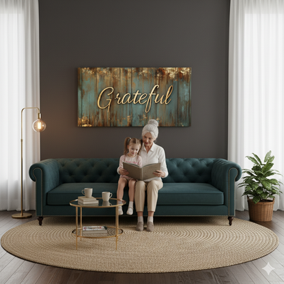 Grateful Wall Art – Inspirational Quote Canvas for Home and Living Room Decor