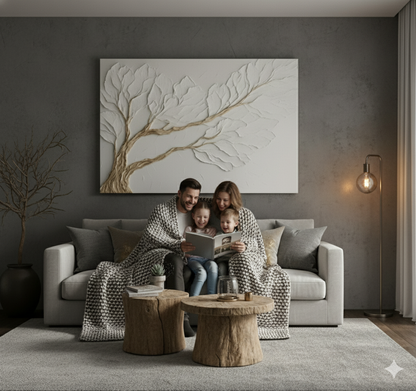 Neutral Bedroom Wall Art – Large 48X32 Branch Canvas for Above Bed Decor | Modern Minimalist Wall Art