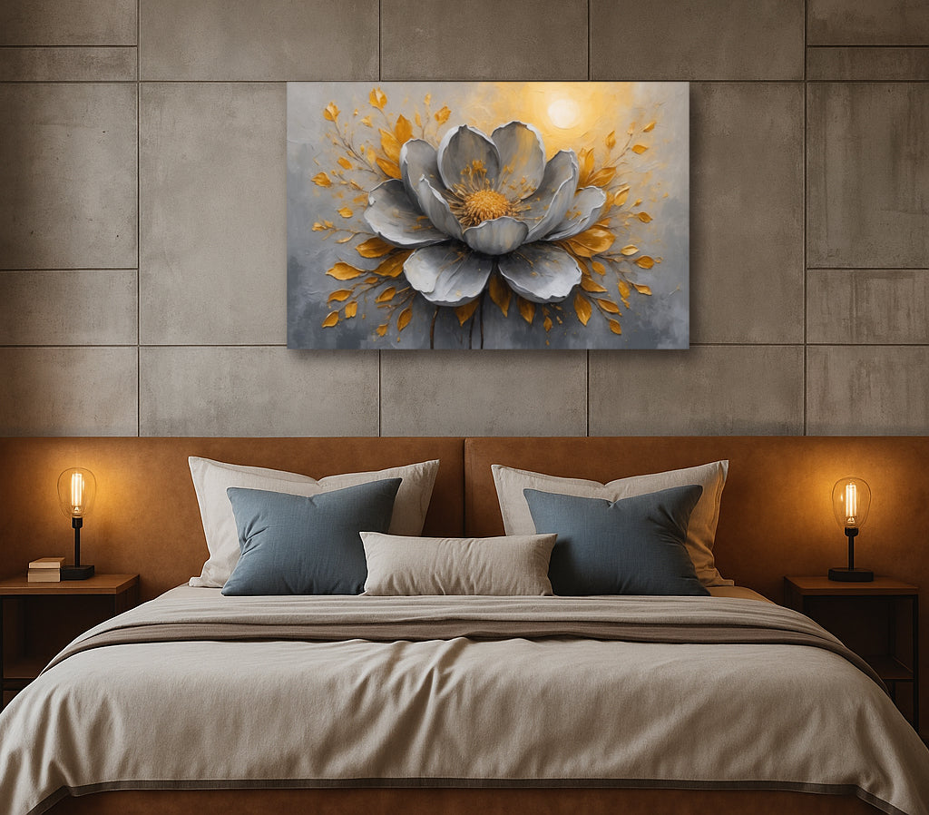 Golden Bloom Radiance Canvas Wall Art