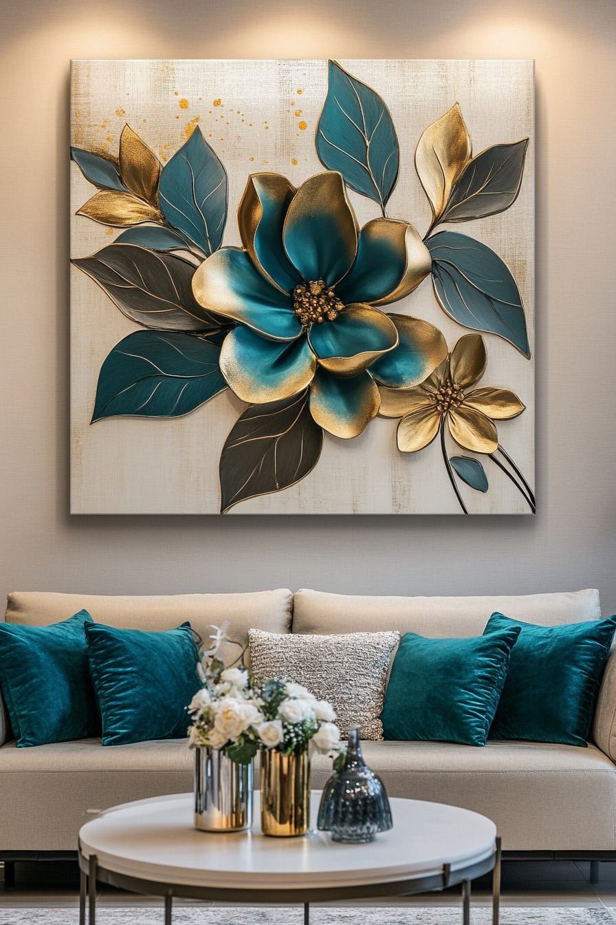 Contemporary Bloom Wall Art – Statement Floral Canvas for Modern Home Décor