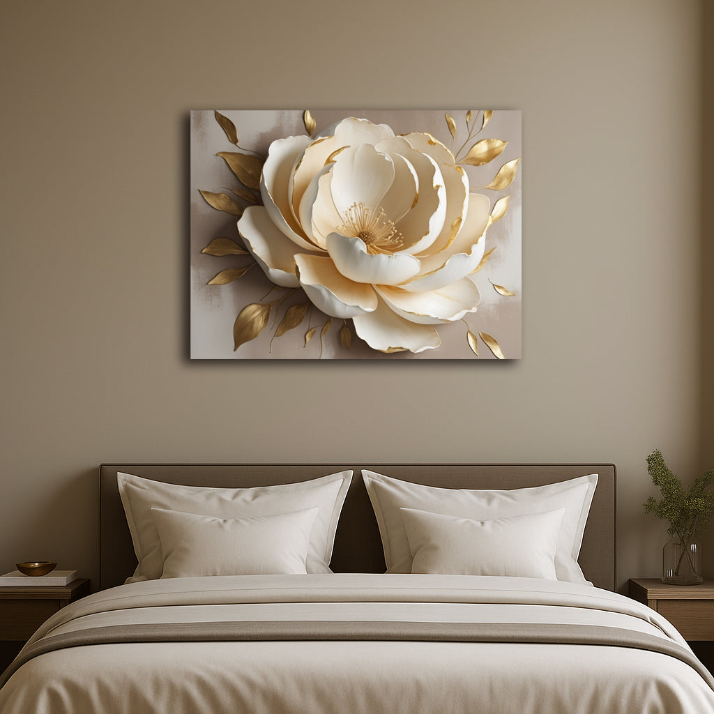 Golden Blossom Elegance – Floral Canvas Wall Art