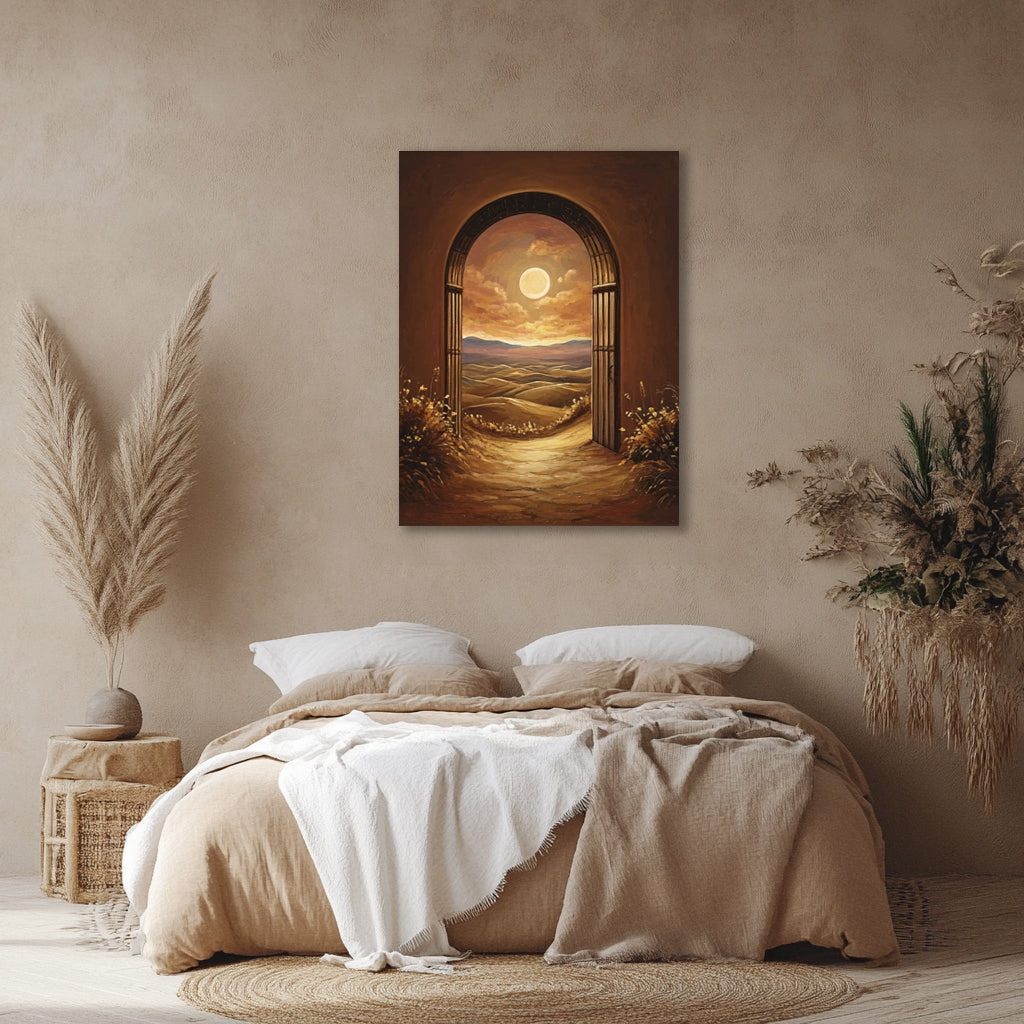 Golden Gateway Sunset – Dreamy Landscape Canvas Wall Art