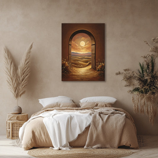 Golden Gateway Sunset – Dreamy Landscape Canvas Wall Art