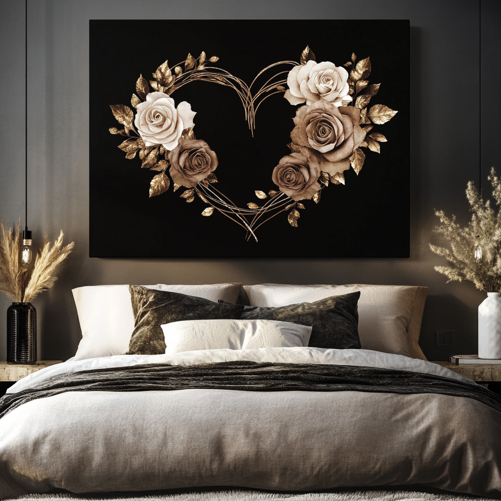Blooming Heart Rose Canvas – Modern Floral Wall Art for Home
