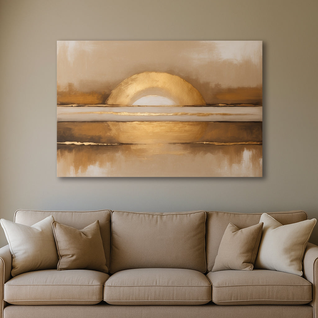 Golden Horizon Glow – Modern Sunset Canvas Wall Art