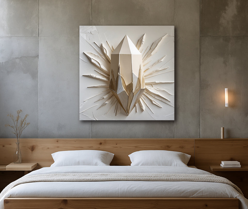 Golden Prism Radiance – Abstract Geometric Canvas Wall Art (Flat Print)