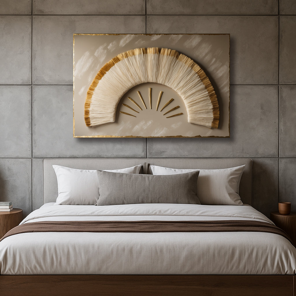 Golden Sunburst Essence – Textured Look Canvas Wall Art