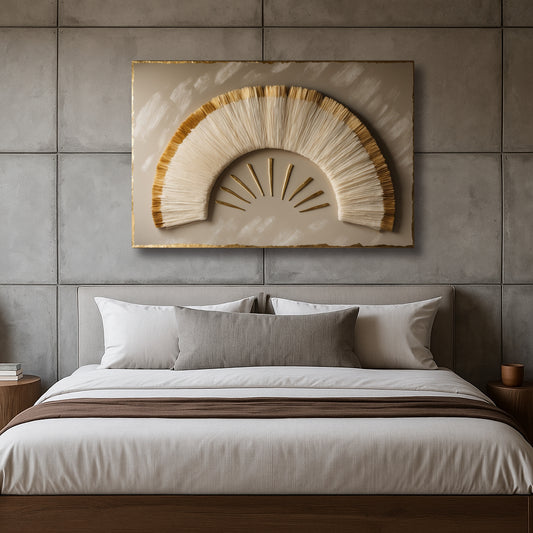 Golden Sunburst Essence – Textured Look Canvas Wall Art