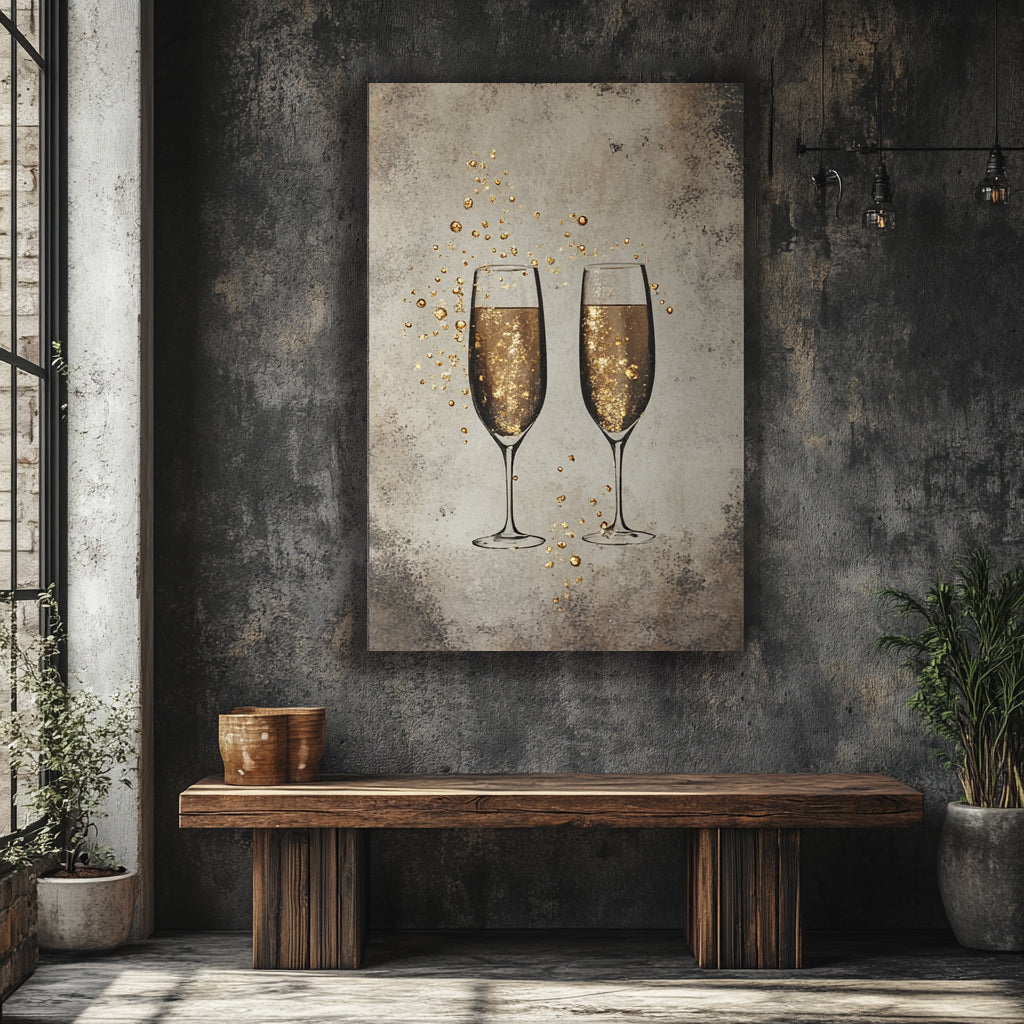 Golden Toast – Elegant Champagne Celebration Wall Art for Sophisticated Spaces