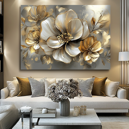 Luxury Floral Canvas – Oversized Blossom Wall Art for Living Room and Home Décor