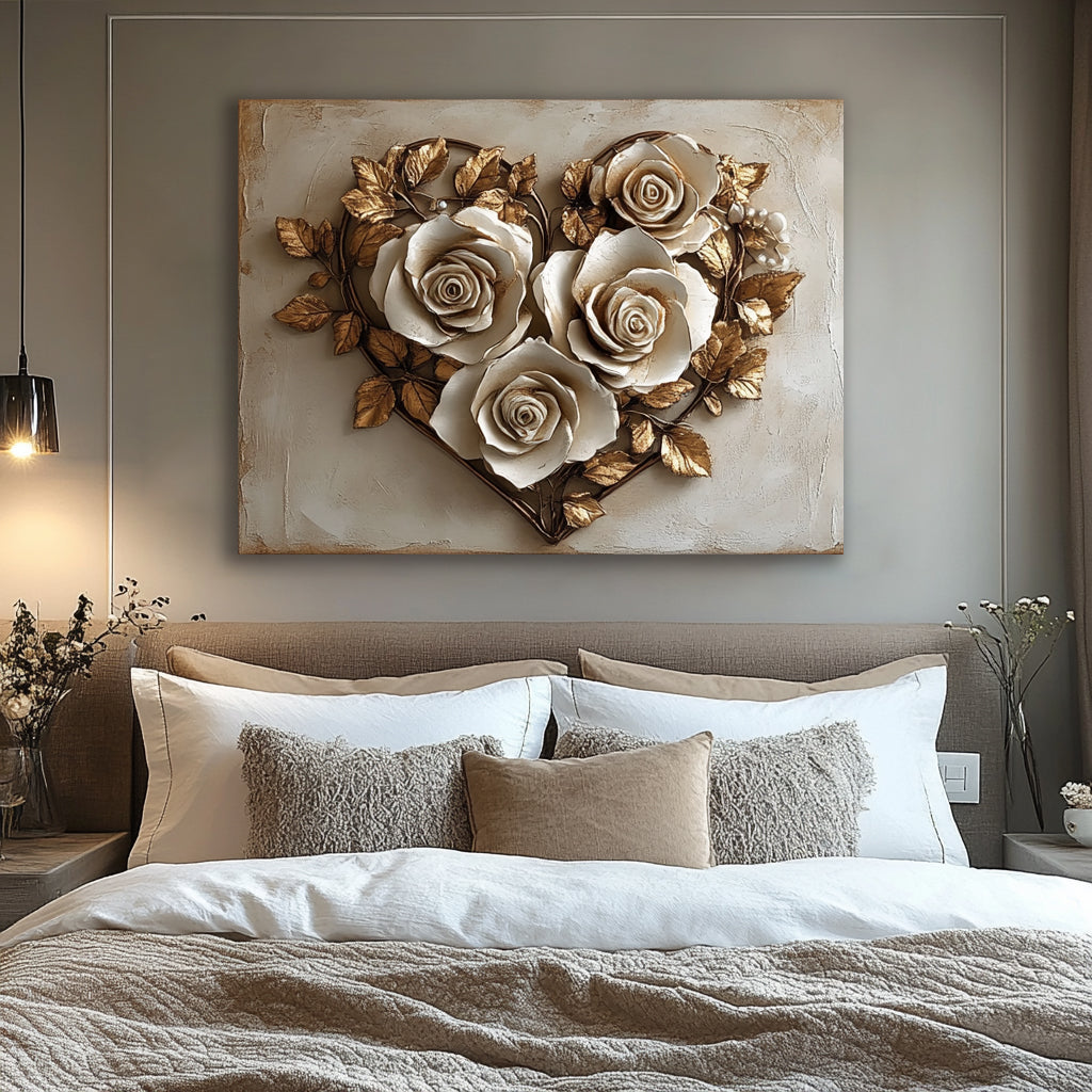 Home Wall Art: Golden Heart Bouquet V13