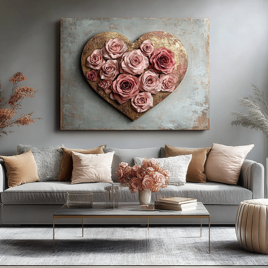Home Wall Art: Golden Heart Bouquet V5