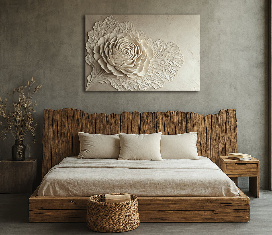 Ivory Bloom Canvas Wall Art – Botanical Elegance for Modern Spaces