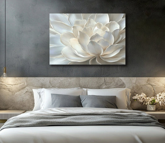 Ivory Serenity – Elegant White Floral Canvas Wall Art