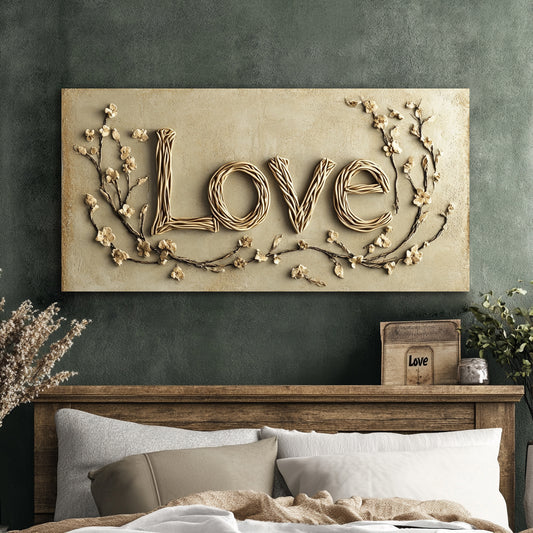 Love in Bloom – Rustic Floral Wall Art for Bedroom or Living Room