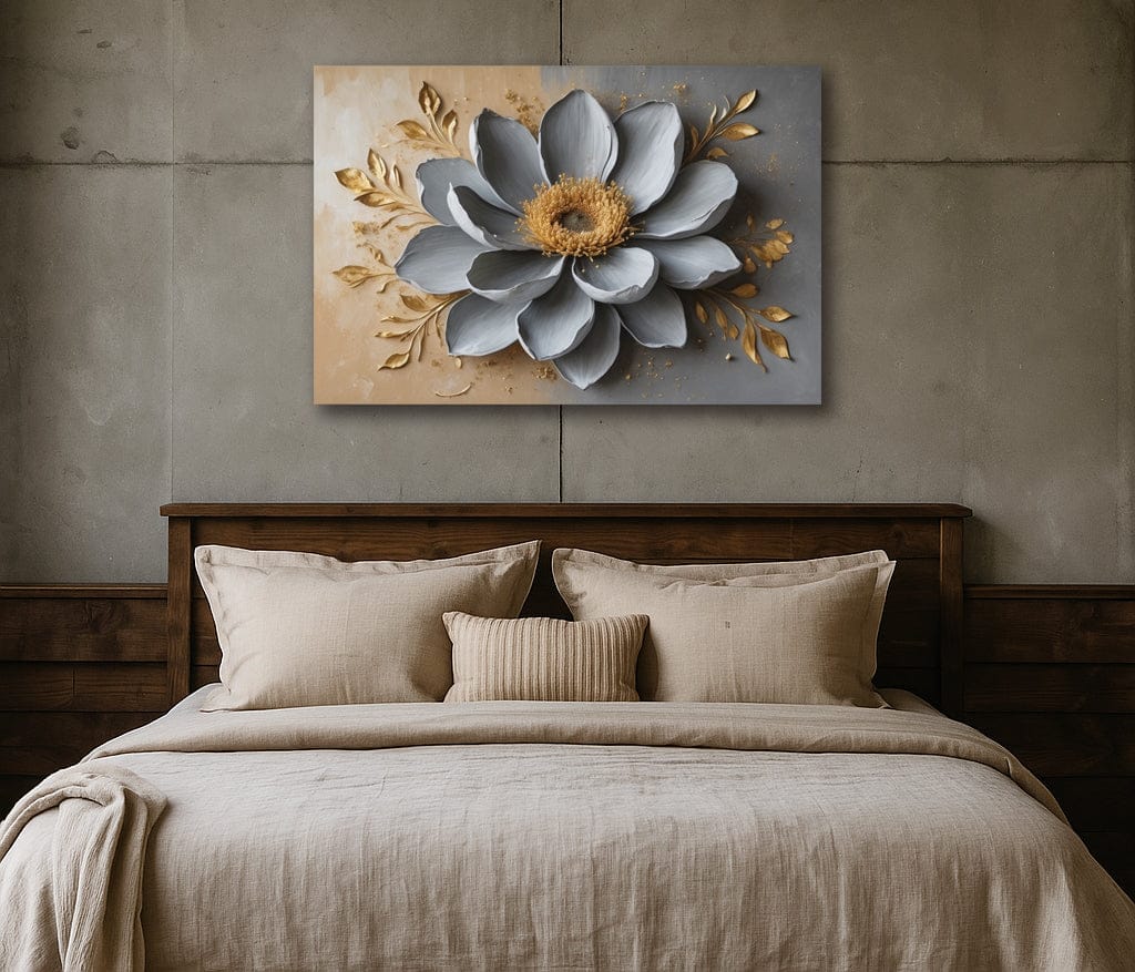 Midnight Bloom on Gold Look Canvas Wall Art