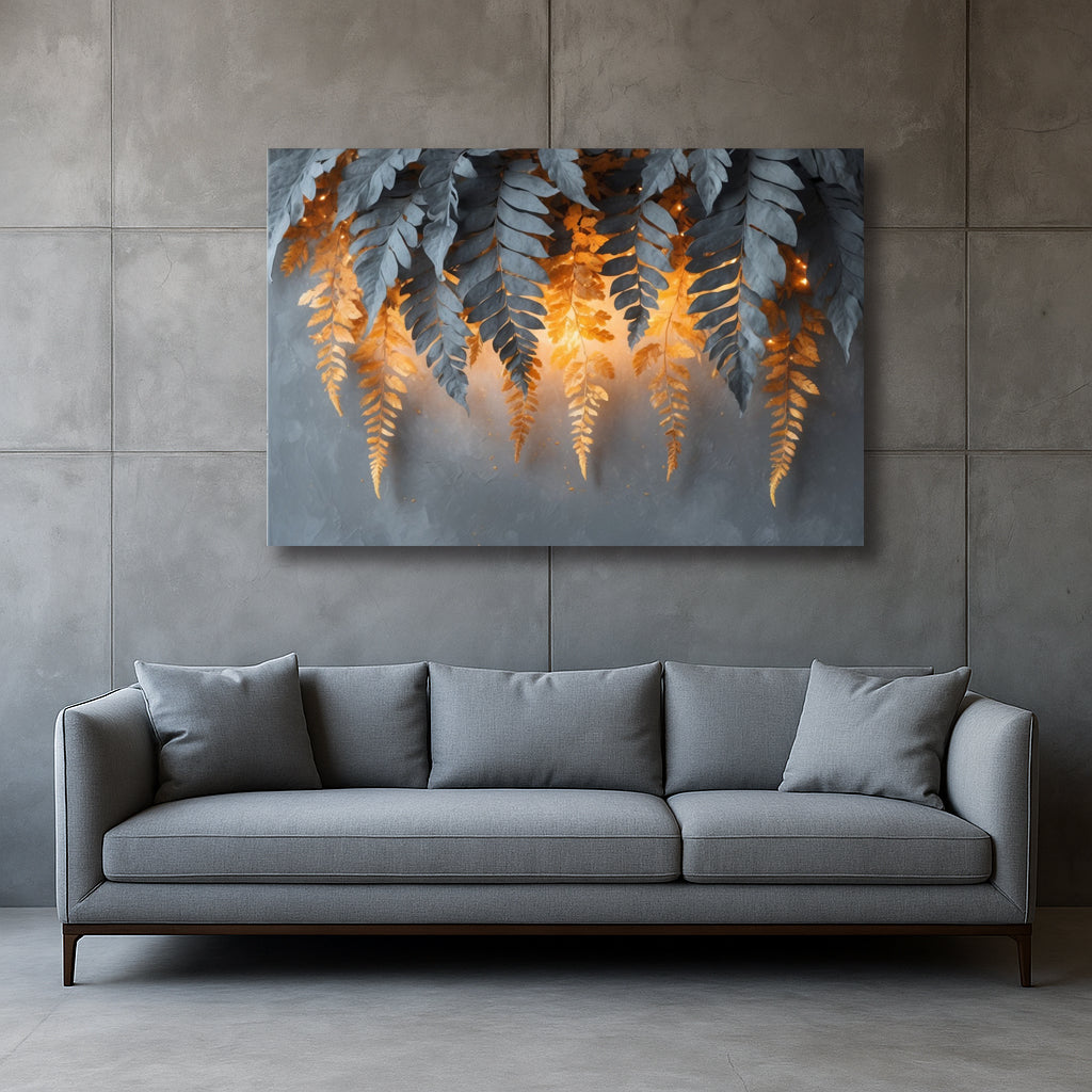 Midnight Ember Fern Canvas Wall Art