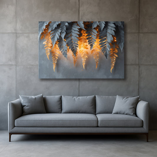 Midnight Ember Fern Canvas Wall Art