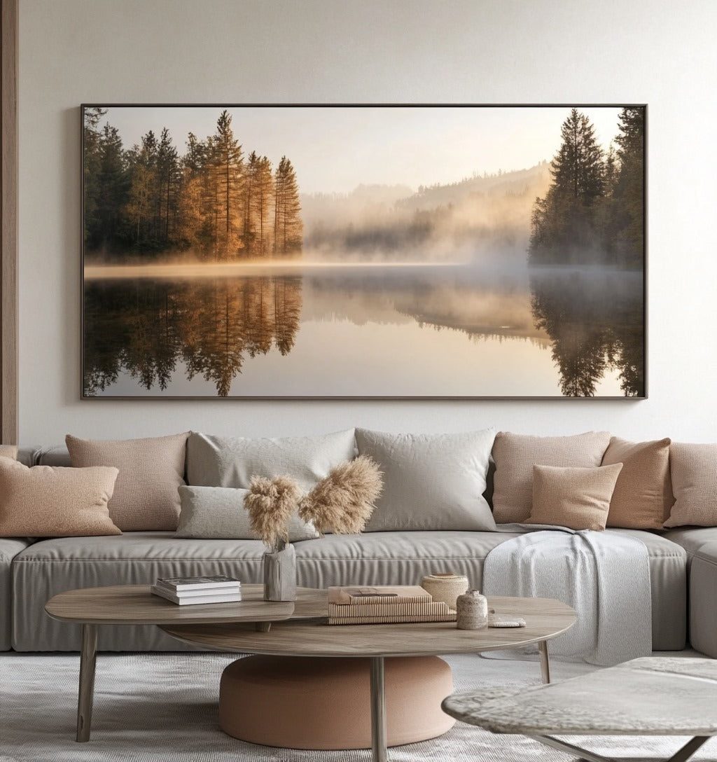 Nature wall art: Misty Forest Reflections