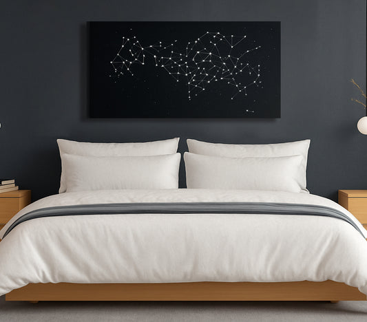 Modern Constellation Canvas Wall Art – Minimalist Star Map Design
