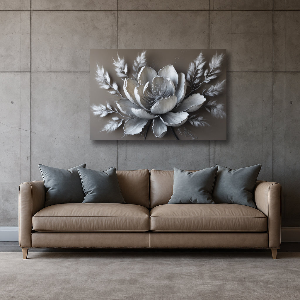 Monochrome Petal Whispers – Elegant Floral Canvas Wall Art