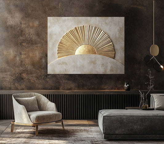 Radiant Gold Sunburst Canvas Wall Art