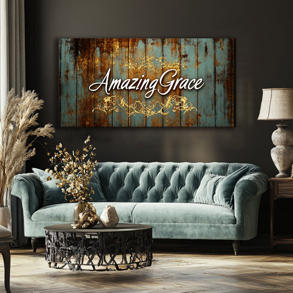 Rustic Amazing Grace word art V4
