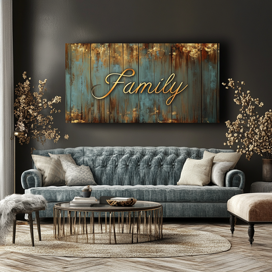 Home wall art: Rustic Family Word Art V2