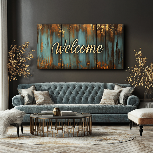 Home wall art: Rustic Welcome Word Art