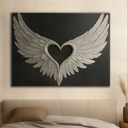 Angel Wings Wall Art – Heart Shaped Wing Design for Bedroom & Living Room Décor