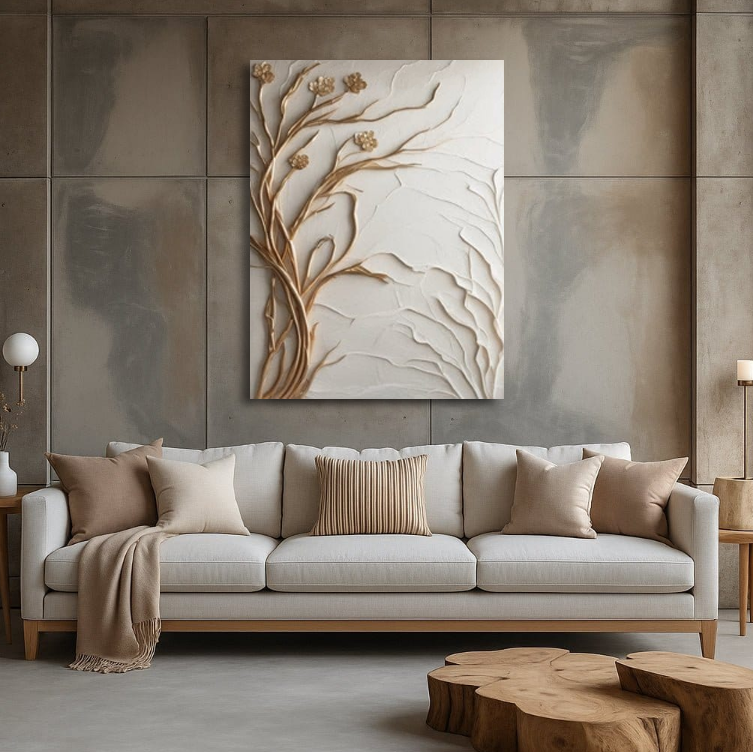 Golden Whisper Branch Elegant Nature - Inspired Canvas Print