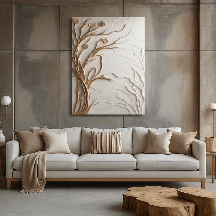Golden Whisper Branch Elegant Nature - Inspired Canvas Print