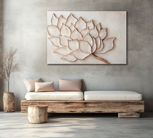 Soft Petal Harmony Wall Art – Minimalist Floral Canvas in Neutral Tones