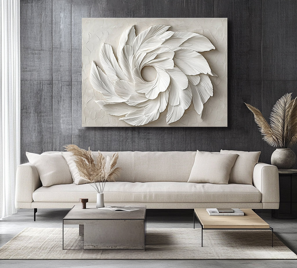 Spiral Bloom – Leaf-Inspired Neutral Wall Art Canvas