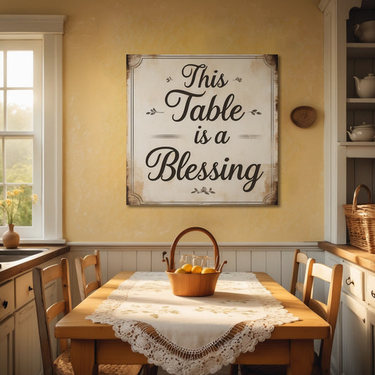 This Table Is a Blessing – Rustic Faith Wall Art for Kitchen & Dining Spaces