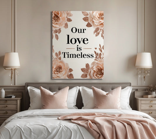 Timeless Love Rose Floral Canvas Wall Art – Romantic Bedroom Decor for Couples