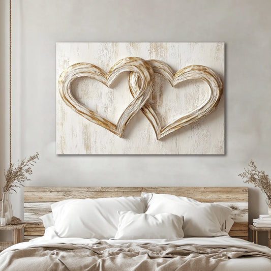 Together in Love – Rustic Heart Canvas Wall Art