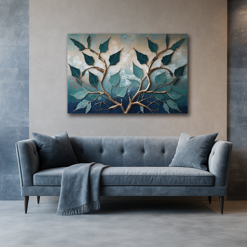 Twilight Grove – Elegant Tree Branches on Flat Canvas Print