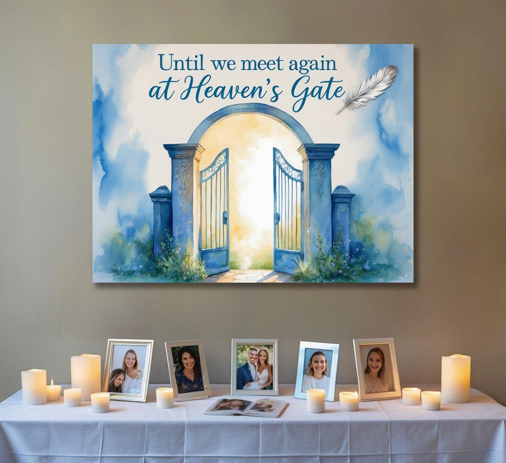 Until We Meet Again at Heaven’s Gate – Christian Memorial Wall Art Canvas