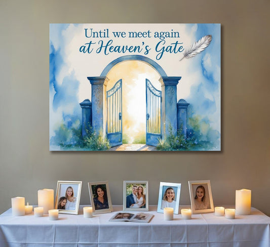 Until We Meet Again at Heaven’s Gate – Christian Memorial Wall Art Canvas