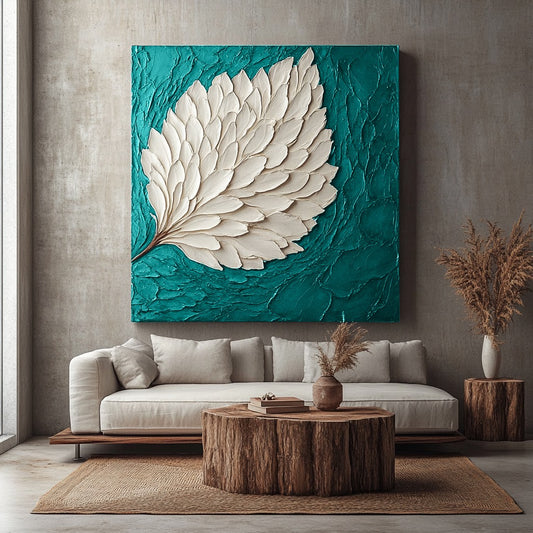 Elegant Leaf Wall Art – Large Modern Canvas for Home and Living Room Decor