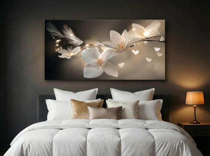 Romantic Blossom Wall Art – Elegant Floral Canvas for Bedroom and Living Room Decor