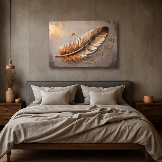 Whispers of Autumn Feather Canvas Wall Art